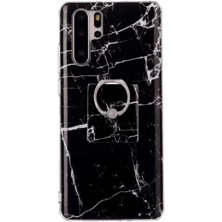 CaseBody Huawei P30 Pro Marble Case met Ringhouder Zwart