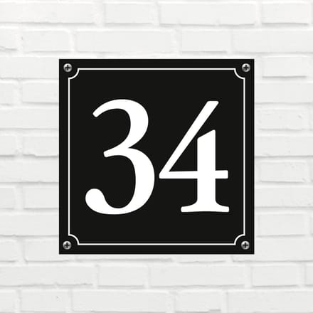 Huisnummerbord Mat zwart Deluxe - Nummer 34 - incl. bevestiging
