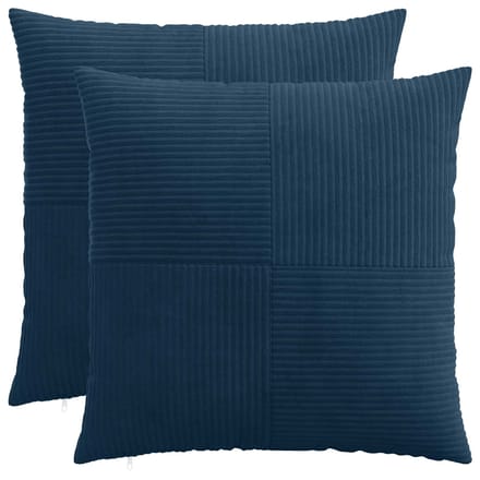 vidaXL - Kussensloop - 2 - pcs - ALMELO - Marineblauw - 70 - x - 70 - cm - corduroy