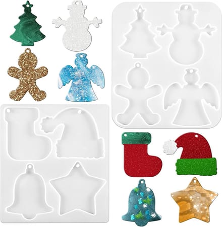 Kerstdecoratie Mallen Set van 2, Siliconen Mallen voor Resin en Creatieve DIY Projecten