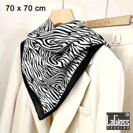 LaGloss® Luxe Vierkante Vintage Zebra Design Sjaal - 70 x 70 cm %%