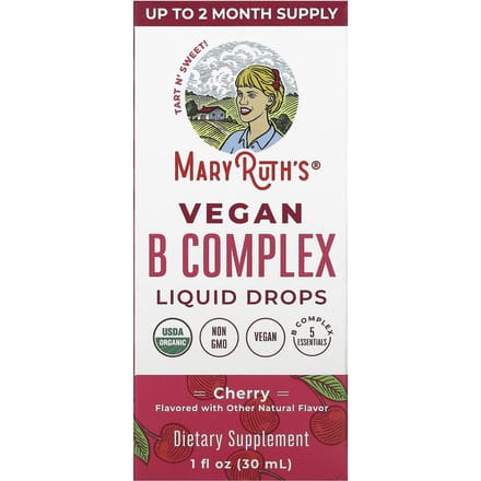 MaryRuth's, Vegan B-Complex Vloeibare Druppels, Kers, 1 fl oz (30 ml)