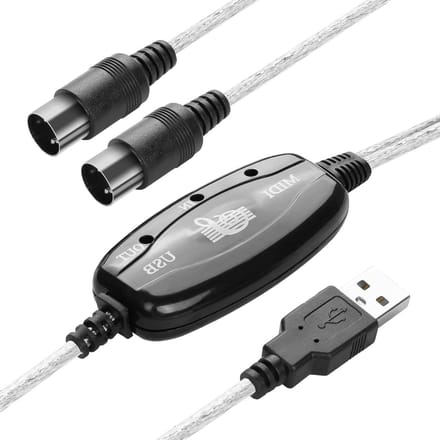USB naar MIDI Kabel - Muziek Interface - Muziek Maken - 2 in 1 Converter - 2 m - Zwart