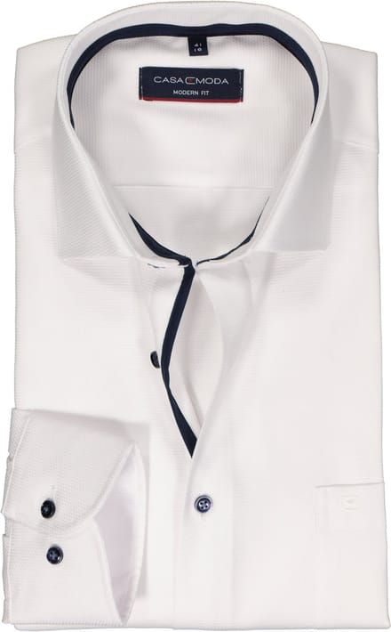 CASA MODA modern fit overhemd - dobby - wit - Strijkvrij - Boordmaat: 43 (EU maat: XL)