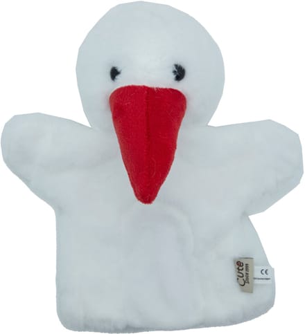 Cute since 1999 - Knuffel handpop Witte Ooievaar - Dier knuffel - Handpop voor poppenkast - 20cm