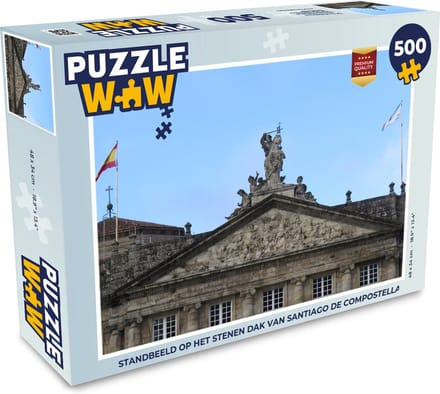Puzzel Standbeeld op het stenen dak van Santiago de Compostella - Legpuzzel - Puzzel 500 stukjes