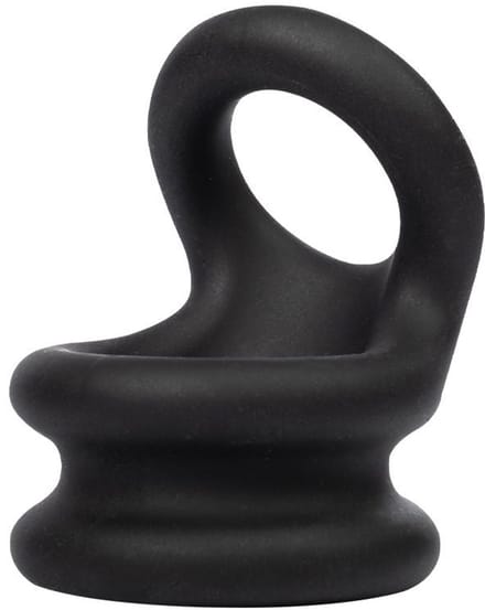 Rimba - Siliconen Cockring & Ballstretcher 2 in 1 - Zwart S