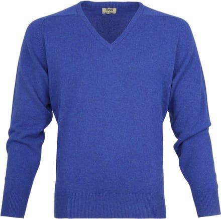 William Lockie Pullover Lamswol V Persian Royal Blue - Maat 3XL - Heren - Pullovers