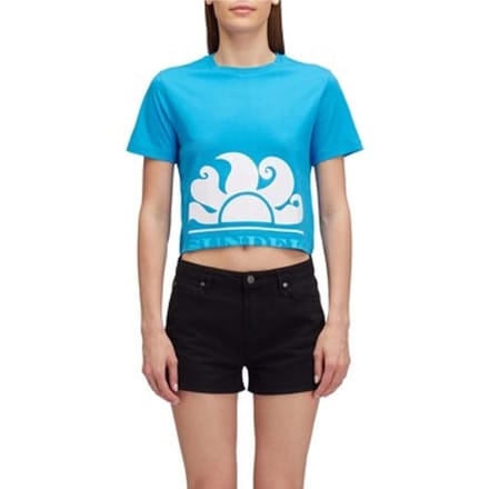 T-shirt Korte Mouw Sundek Cropped With Maxi Logo Print