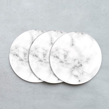 GR onderzetters voor glazen - Marmer Wit - Vinyl - 6st