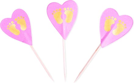 Zakje Geboorte cocktail prikkers | Roze | breedte 2.5 cm | 25 stuks