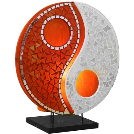 Woru Ying Yang glasmozaïek tafellamp oranje/wit