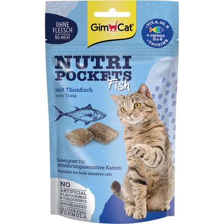 6x 60g GimCat Nutri Pockets Fish met tonijn kattensnacks