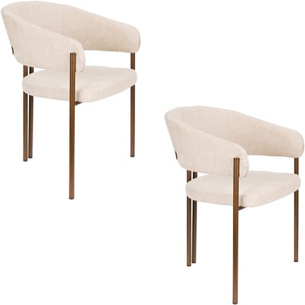 Dutchbone Naida Eetkamerstoelen Armleuning Beige - Set van 2
