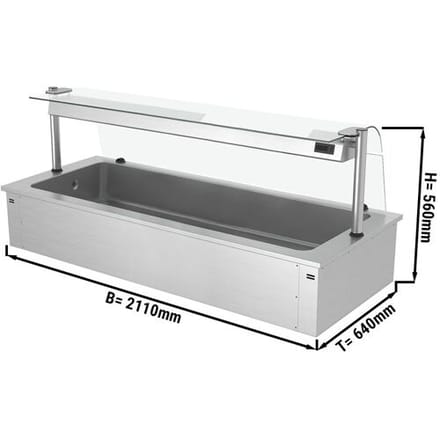 GGM Gastro Einbau Eiswanne - 2100mm - 6x GN 1/1 - 250 Liter - mit Glas-Hustenschutz Zilver