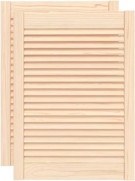 Set van 2 Massief Houten Kastdeuren met Latten voor Ventilatie