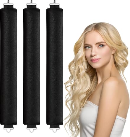 Heatless Curls - Haarrollers -Met haak- Zwart - 3 Stuks