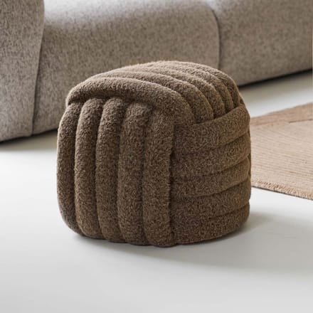 House Collection Geknoopte Poef Ø 48 cm Vidar Bruin