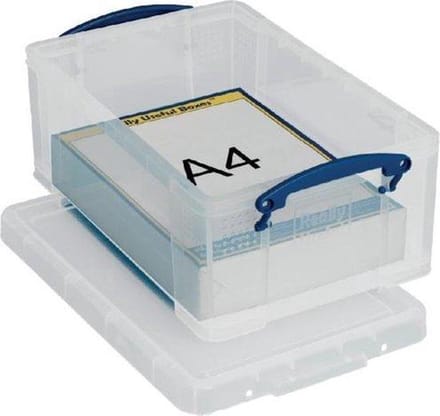 4 x Really Useful Box 9L opbergdoos - Opbergbox met deksel - Transparant