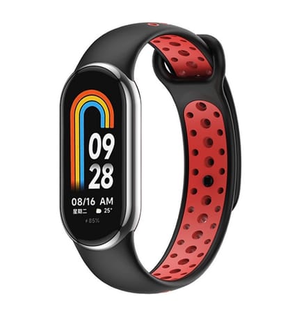 Beline Serie - Horlogebandje - Czarno-Czerwony - Voor Mi Band 9 - Comfortable Pasvorm