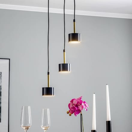 Eko-Light Hanglamp Arena rond 3-lamps, blauw-goud