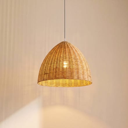 Lindby hanglamp Laverne, Ø 40 cm, rotan, E27