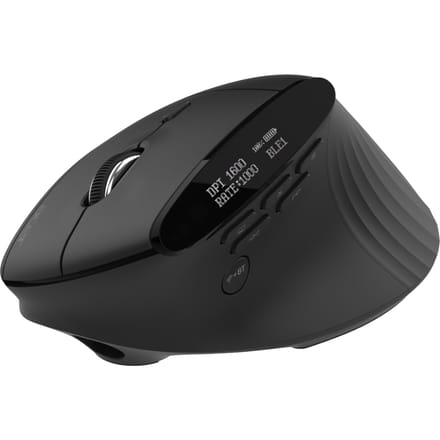 Acer Smart Fit - mouse - vertical - 2.4 GHz Bluetooth 5.0 - black - Muis - Laser - 10 knoppen - Zwart