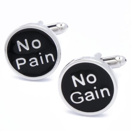Manchetknopen - No Pain No Gain Zwart Rond