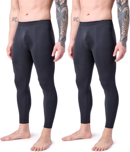 Ladeheid Heren Thermobroek 2 Pack - Sport - Lang - Sporbroek - Polyamide – Zwart/Zwart – S - LA-LA40-260-TMPM-2B