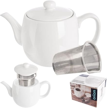 Theepot met Filter Porselein Wit MONA 700 ml - Koffie- en Thee Pot - Infuser - Theezeef - Filter - Zeef