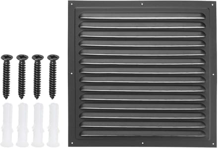 Gevelopening Vierkant - Buitenmuur Vent - Ventilatie Bieden - Schuin Lamelontwerp - 300x300 mm - Zwart