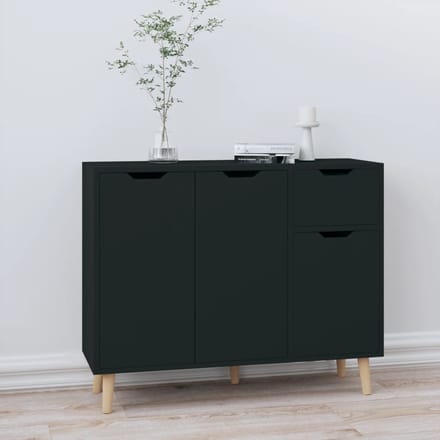 vidaXL - Dressoir - 90x30x72 - bewerkt - hout - zwart