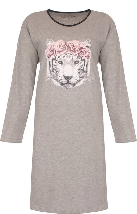 Temptation Dames Nachthemd - Bigshirt - Grijs Melange - Maat M