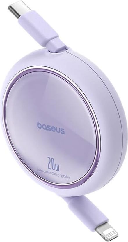 USB-C - Lightning Data- en Oplaadkabel Baseus Free2Pull Mini Uittrekbaar, 20W, 1m, Paars P10364501511-00