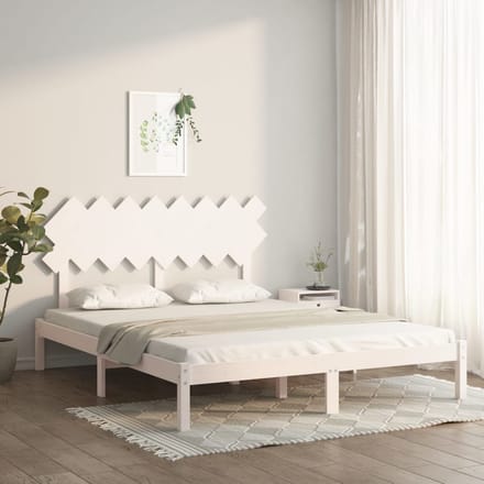 vidaXL - Bedframe - massief - hout - wit - 160x200 - cm