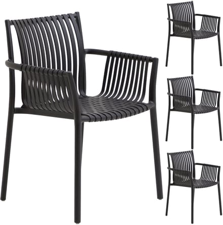 Tuinstoel OLEA, set van 4 stuks, van kunststof - zwart