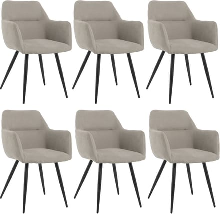 Lina® Nova Eetkamerstoelen - Grijs - Set van 6 - Stof