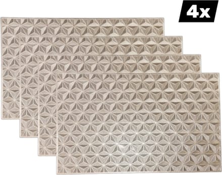 4x placemats 4 stuks zilver rechthoek - Anti-slip Onderlegger - Placemat - Set van 4