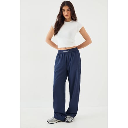 Dames DSGN Studio Broek met Elastische Taille en Rechte Pijpen | Marineblauw | Maat: 2XL