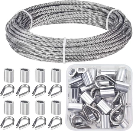 Kabelrailing Kit - Roestvrij Staal Kabel - Balustrade Bouwen - 7x7 Constructie - 101 Meter - Zilver