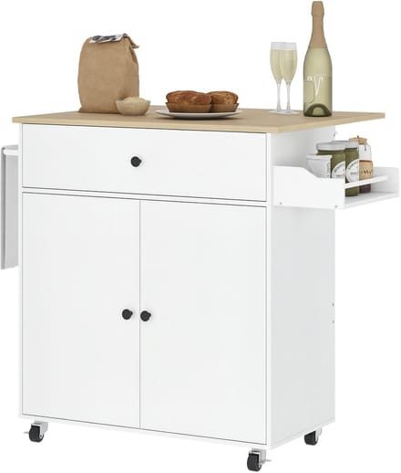 HOMCOM-Kücheninsel-Spanplatte, MDF-106L x 42B x 87H cm-Weiß