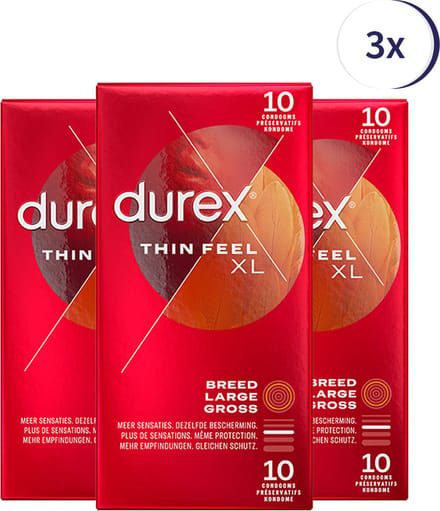 Durex Condooms Thin Feel XL 10st - 3 Stuks - Voordeelverpakking