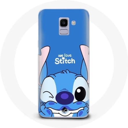 Coque - Samsung - Galaxy A8 2018 - Stitch mignon - Souple - Protection enfant bleu