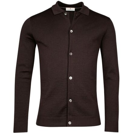 Thomas Maine Vest Button Cardigan Polo Collar Half Milano Knit Bruin / male