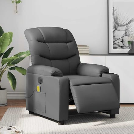 vidaXL - Massagestoel - verstelbaar - elektrisch - kunstleer - grijs