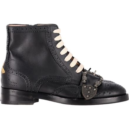 Gucci Queercore Brogue Wingtip Boots in Zwart Leer