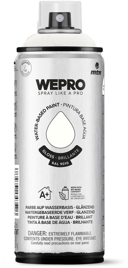 Spuitbus Ral 9010 Wit Glans MTN WEPRO WATER-BASED PAINT 400ML