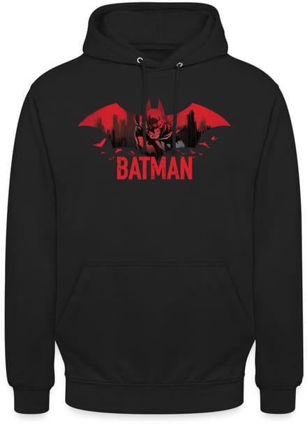 Batman Met Vleermuizen En Rood Batman-Logo Hoodie Unisex
