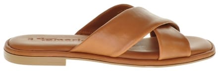Tamaris Cognac Lederen Slipper Kruis maat 38