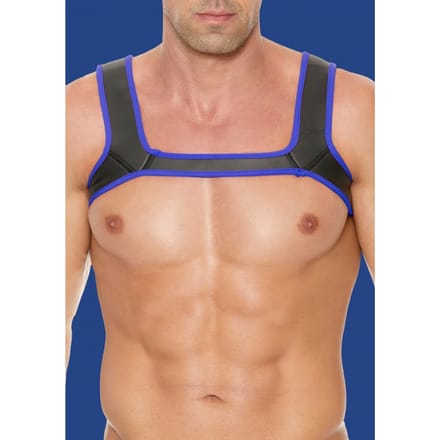 Shots - Ouch! Neopreen Harnas - S/M black,blue S/M